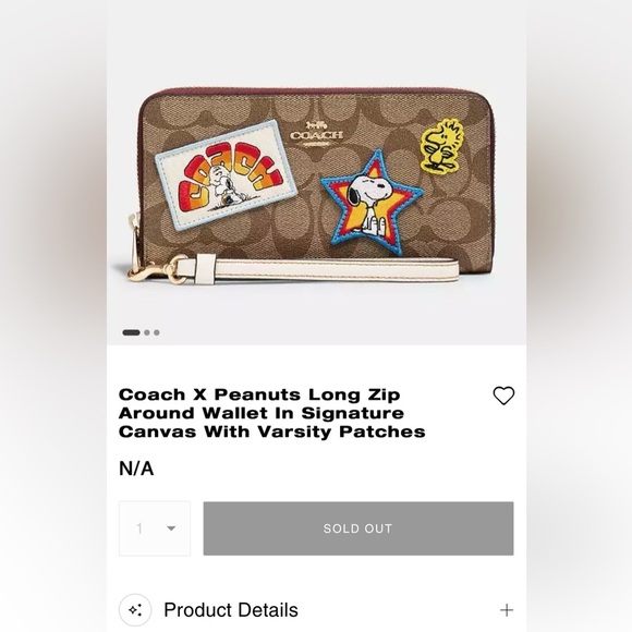 NEW Coach X Peanuts Long Zip Around Wallet In Signature Canvas Varsity Patches - Picture 3 of 15